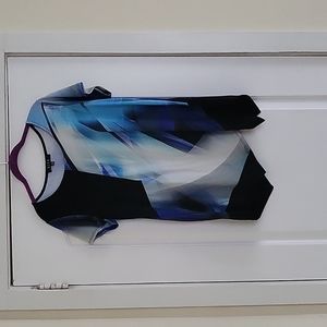 B.L.E.U., medium, blue, and black blouse